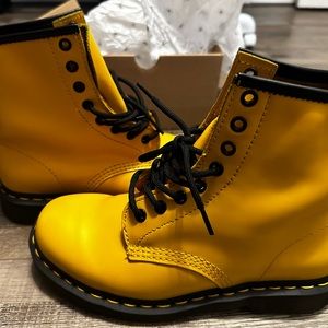 Yellow Dr Martens 1460 Lace Up Boots